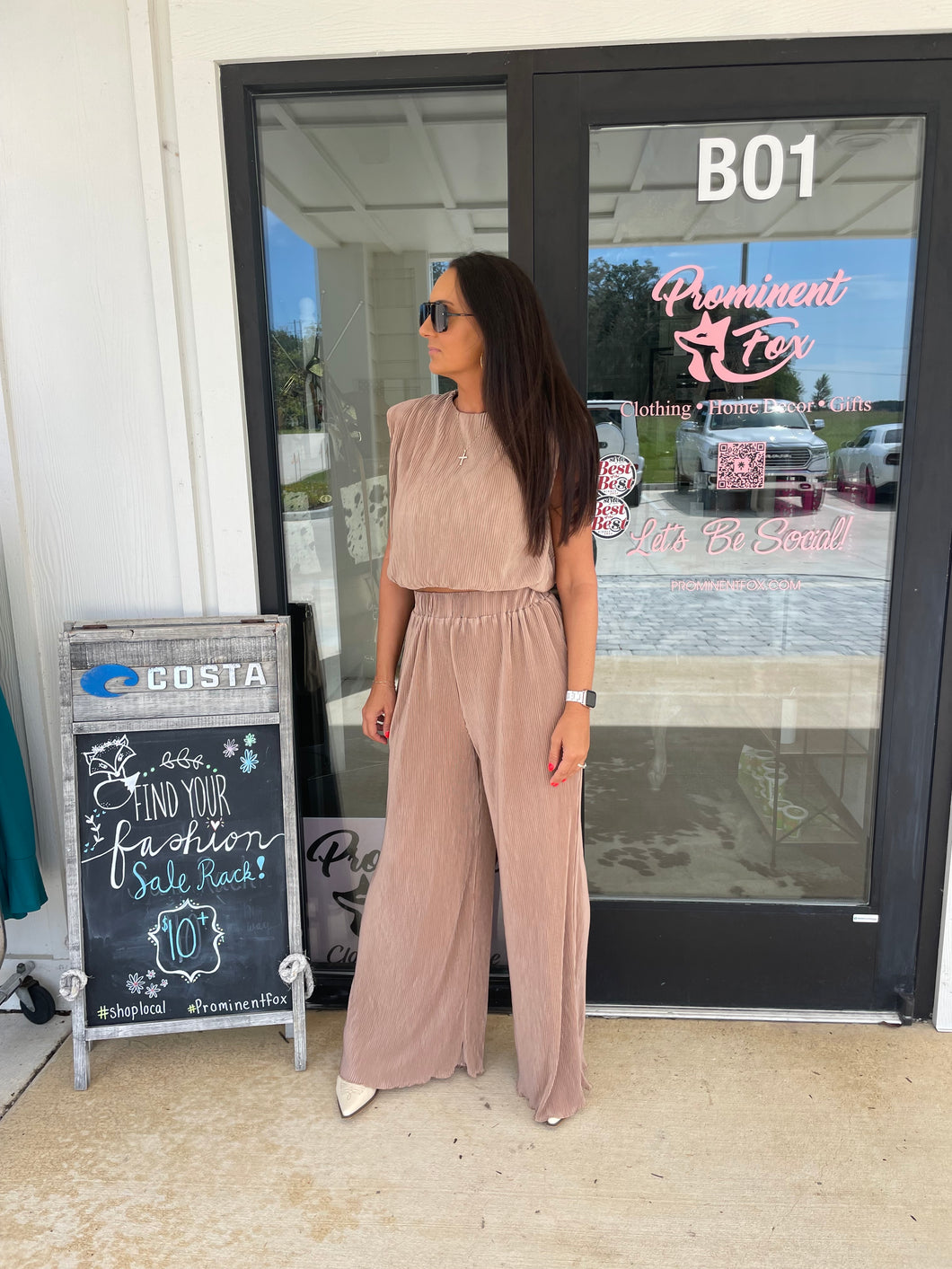 Hot Shot Taupe Pleated Pants