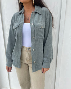 Bonfire Nights Stone Mint Corduroy Shacket