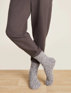 Barefoot Dreams CozyChic® Heathered Men's Socks- Slate Blue/ White