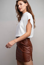 Load image into Gallery viewer, On A High Note Chocolate Faux Leather Mini Skirt