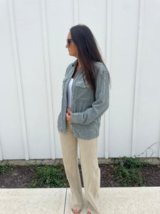 Bonfire Nights Stone Mint Corduroy Shacket