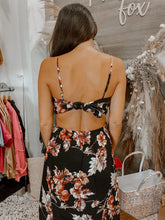 Load image into Gallery viewer, My Hometown Black Floral Open Back Dress