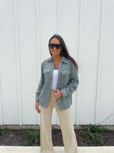 Bonfire Nights Stone Mint Corduroy Shacket