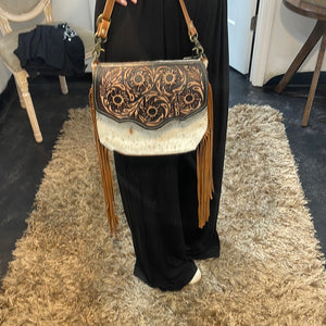 Myra Fringe Tooled Leather handbag