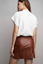 Load image into Gallery viewer, On A High Note Chocolate Faux Leather Mini Skirt