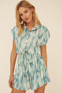 Defender Behind Me Blue Collared Romper