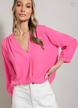 Load image into Gallery viewer, Feeling Flirty Hot Pink Blouse Top