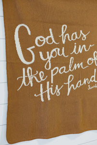 God Has You In The Palm Of His Hand Baby Blanket In Caramel