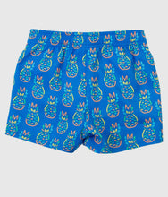 Load image into Gallery viewer, Rufflebutts Boys Neon Blue Pineapples Swim Trunks