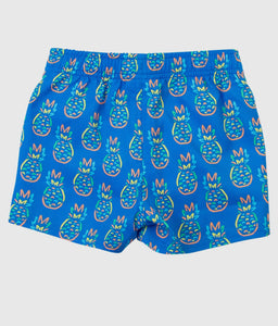 Rufflebutts Boys Neon Blue Pineapples Swim Trunks