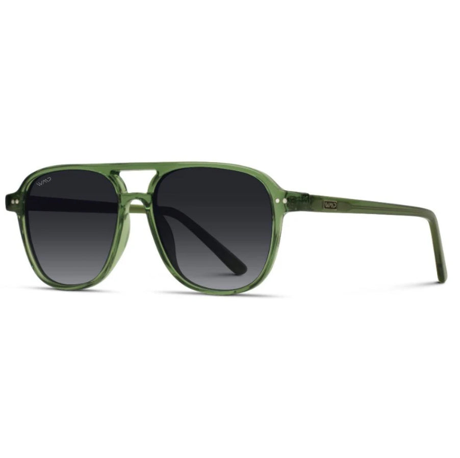 Hayden Polarized Aviator Classic Double Bridge Sunglasses- Emerald Green/ Gradient Black Lens