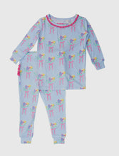 Load image into Gallery viewer, Rufflebutts Toddler Girls Bows and Bouquets Bamboo Viscose Ruffle Long Sleeve Pajama Set