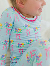 Load image into Gallery viewer, Rufflebutts Toddler Girls Bows and Bouquets Bamboo Viscose Ruffle Long Sleeve Pajama Set