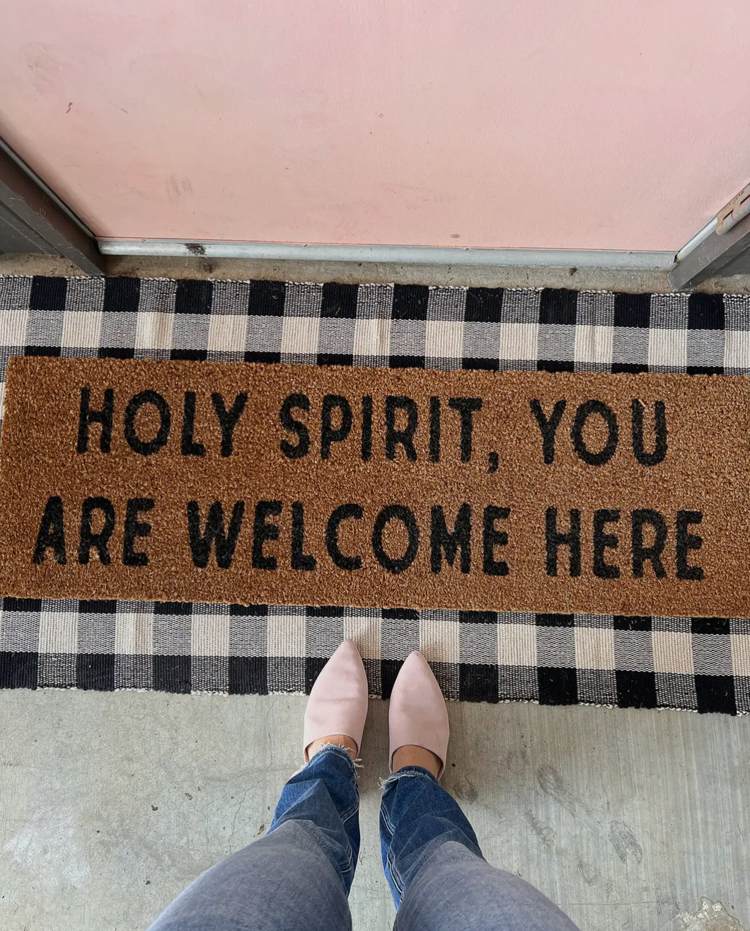 Holy Spirit You Are Welcome Here Door Mat XL 47”W x 15”H