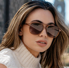 Load image into Gallery viewer, Hayden Polarized Aviator Classic Double Bridge Sunglasses- Crystal Copper/ Gradient Brown Lens