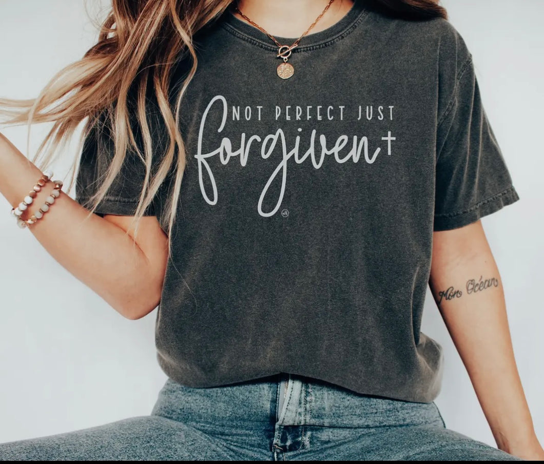 Not Perfect Just Forgiven Christian Graphic Tee