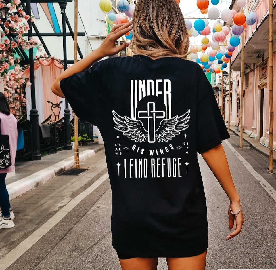 Under His Wings I Find Refuge Psalms 91 Graphic Tee