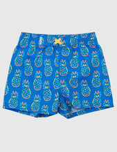 Load image into Gallery viewer, Rufflebutts Boys Neon Blue Pineapples Swim Trunks