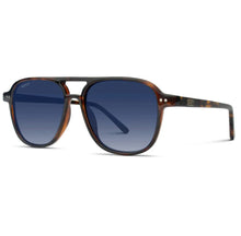 Load image into Gallery viewer, Hayden- Polarized Aviator Classic Double Bridge Sunglasses- Whiskey Brown Tort/ Gradient Blue Lens