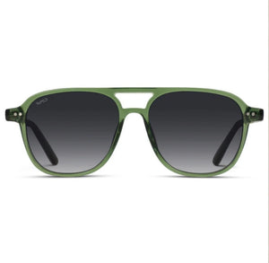 Hayden Polarized Aviator Classic Double Bridge Sunglasses- Emerald Green/ Gradient Black Lens