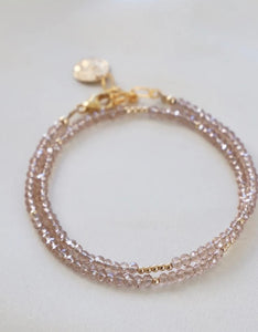 Katie Waltman CHAMPAGNE PETITE CRYSTAL DOUBLE WRAP BRACELET