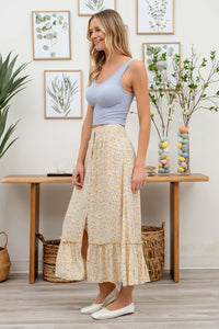 Blessed Life Floral Front Slit Midi Skirt