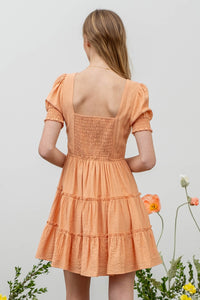Keep It Creative Apricot Square Neck Mini Dress