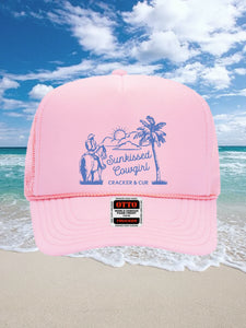 Sunkissed Cowgirl Foam Trucker Hat- Pink/Blue