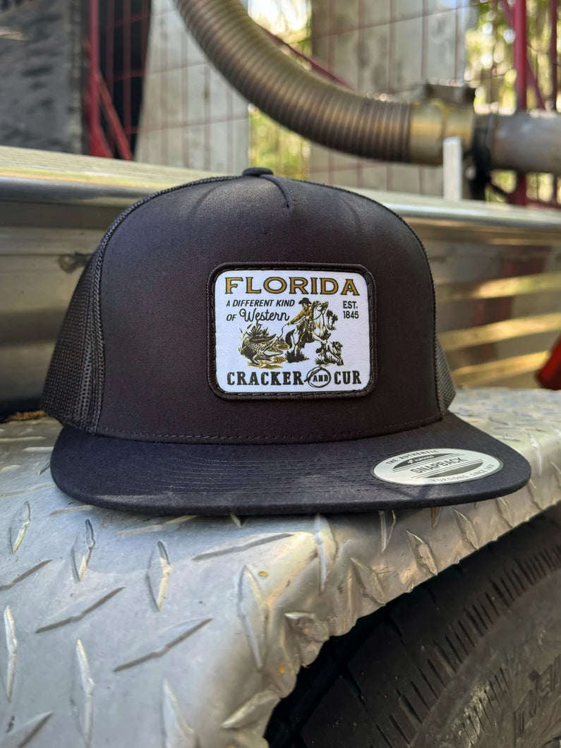 Cracker and Cur Florida Western Patch Hat - Black Flatbill