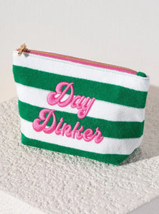 SHIRALEAH "DAY DINKER" ZIP POUCH, GREEN