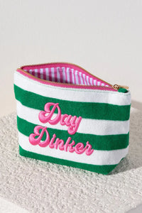 SHIRALEAH "DAY DINKER" ZIP POUCH, GREEN