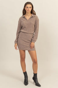 Greater Still Chesnut Ribbed Dress