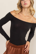 Load image into Gallery viewer, Strength &amp; Dignity Black Off The Shoulder Bodysuit