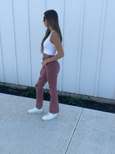 Load image into Gallery viewer, Make Your Point Distressed Mauve High Rise Cropped Denim