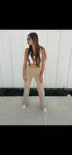 Load image into Gallery viewer, Turning Heads High Waisted Straight Wide Leg Khaki Denim Jeans