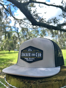 Cracker And Cur Diamond Patch Hat - Silver/Black Flatbill