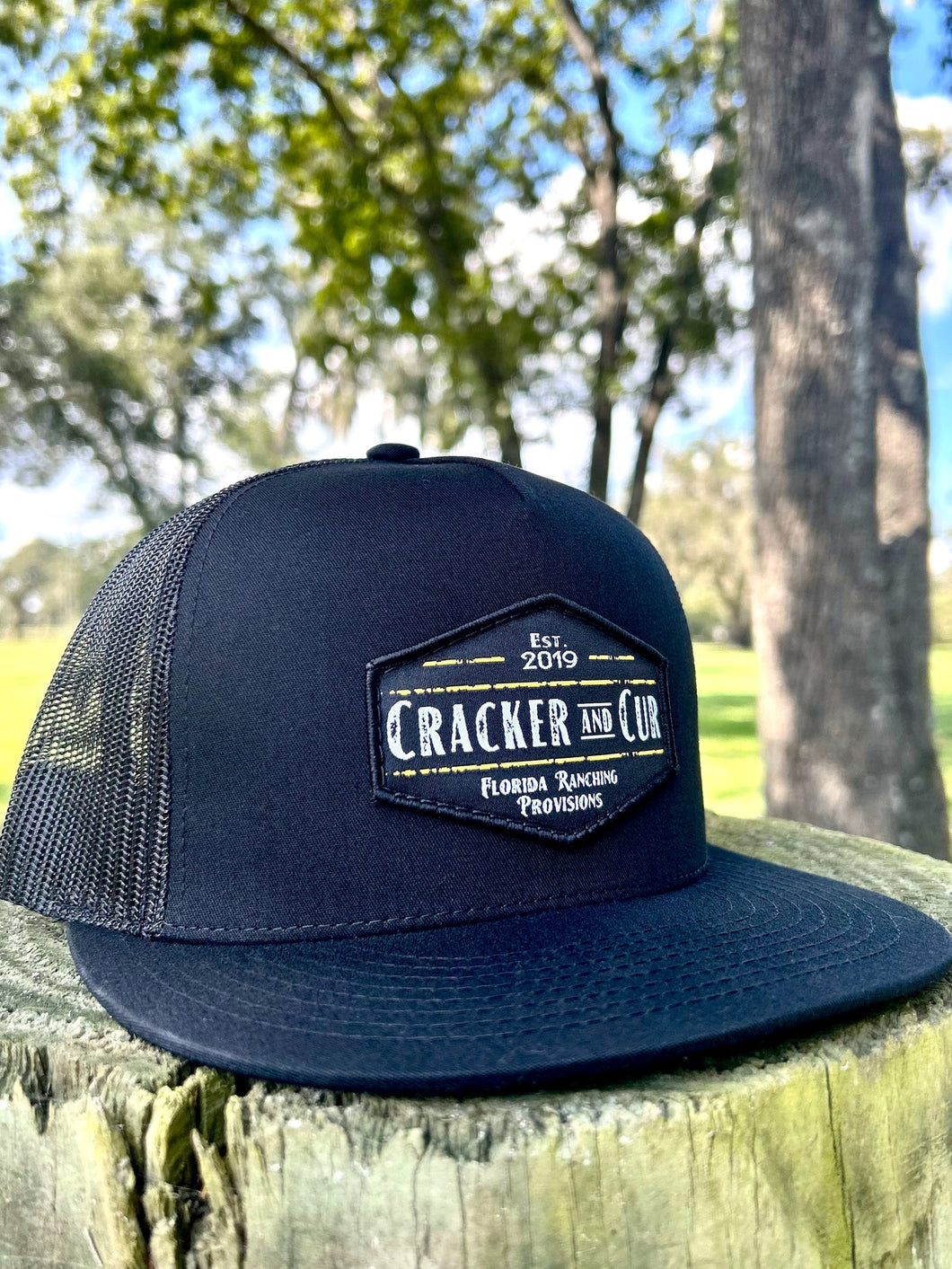 Cracker and Cur Diamond Patch Hat - Black Flatbill