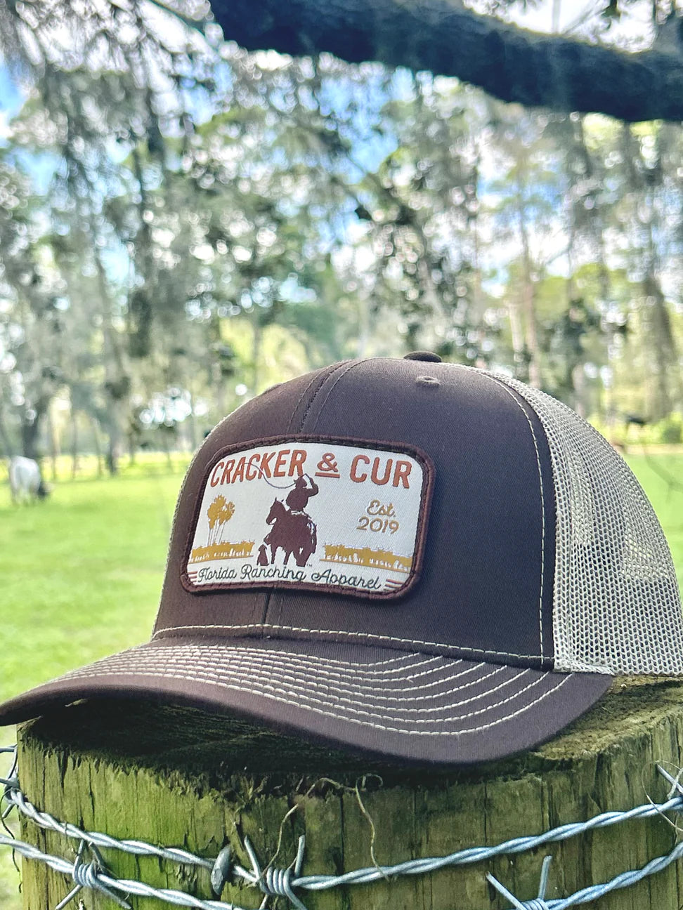 Cracker and Cur Florida Ranching Patch Hat - Brown/Khaki
