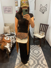 Load image into Gallery viewer, Myra Brown Clouded Cowhide Fringe/Leather Crossbody