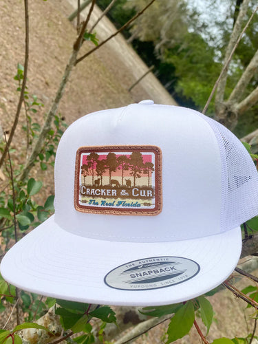 Cracker & Cur Real Florida Patch Hat - White Flatbill