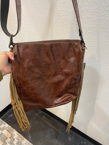 Myra Cowhide Embossed Fringe Leather Handbag