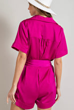 Load image into Gallery viewer, Lead Lady Fuchsia Button Down Romper