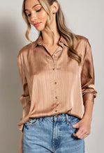 Load image into Gallery viewer, That warm feeling satin stripe button down