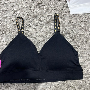Black Strap-It Bra with gold beaded strap