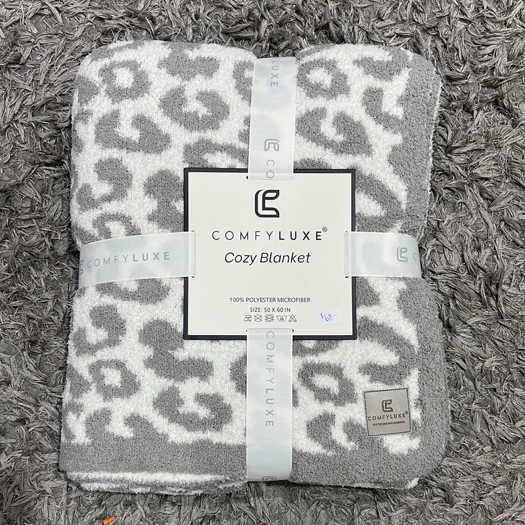 Grey Leopard Print Blanket