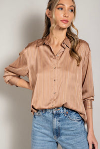 That warm feeling satin stripe button down