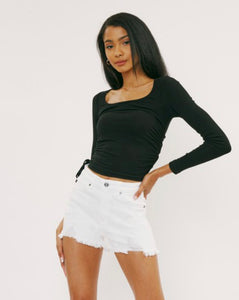 Kan Can White High Rise Shorts