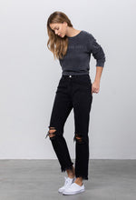 Load image into Gallery viewer, Go With The Flow Black High Rise Ankle Jeans