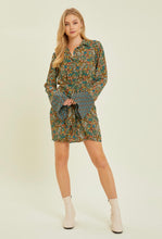 Load image into Gallery viewer, Autumn Blossom Button Down Dress With Knot Detail