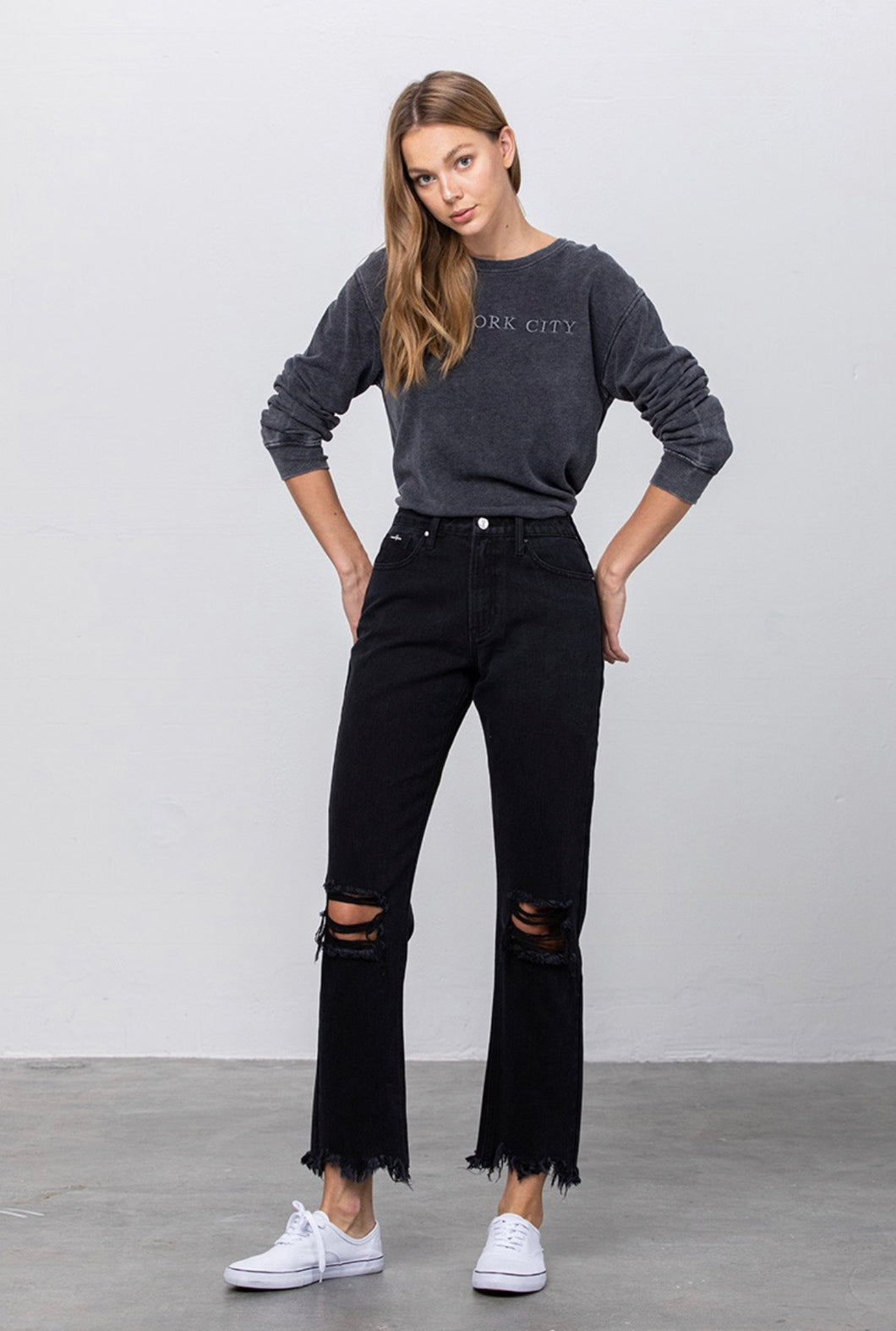 Go With The Flow Black High Rise Ankle Jeans